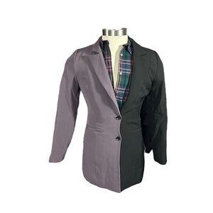BiBi Women Lavender & Black Color Block 2 Button Blazer Sz Sm Lined Unique VGUC